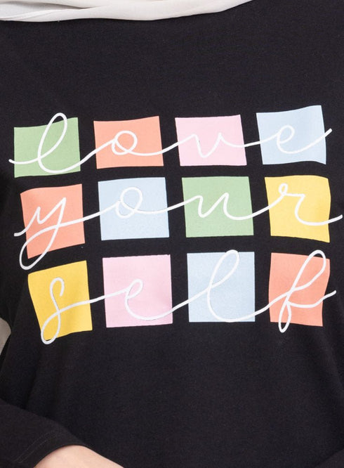 Black Printed Long - Sleeve Design 17 - Khotwh